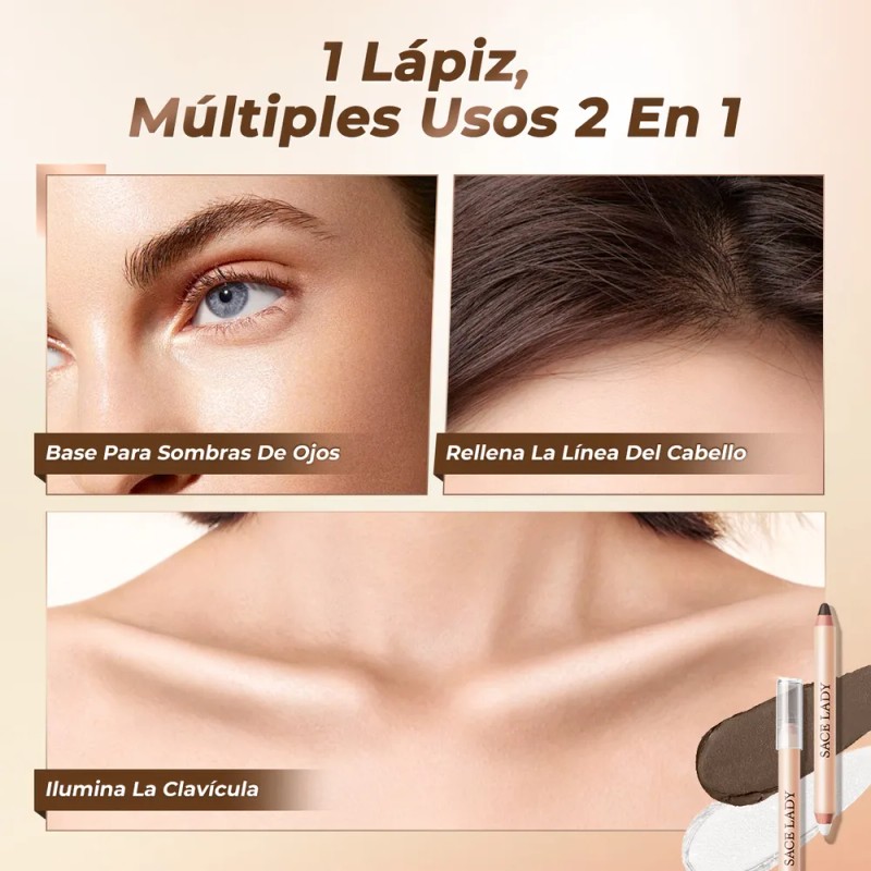 Lápiz Doble Sace Lady Contorno e Iluminador Tono 02 Larga