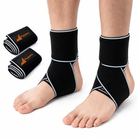 Hyperz - Tobilleras de Compresión Ajustables para Hombre y Mujer, Par con Diseño en Forma de 8 y Cierre de Velcro, Soporte para Tobillo en Gym, Running, Futbol y Entrenamiento, Talla Única, Negro