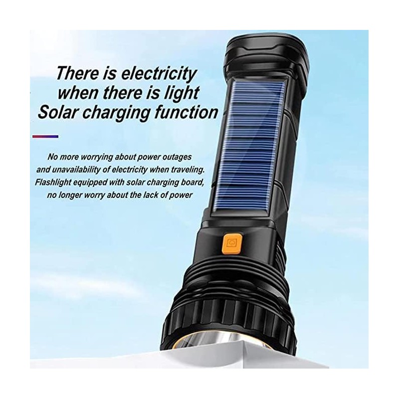 E-SHIDAI 4pcs Solar/Rechargeable Multi Function 1000 Lumens LED Flashlight, with