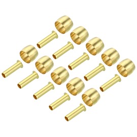 TA-VIGOR 6mm Tube OD Compression Sleeves and Ferrules, 20PCS Brass Compression Insert & Ferrule Fitting Assortment Kit for Oil Water Air Pipe