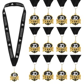 Gweichunon 12 Pcs Soccer Medals with Ribbons Medals for Awards Bulk