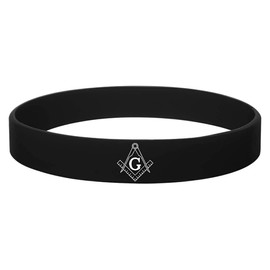 MZZJ Masonic Freemason Symbol Bracelet 12MM Silicone Rubber Waterproof Outdoor Fitness Sport Band for Unisex,Birthday Gift Graduation Gift for Best Friend Sister Daughter Son Nephew,Black
