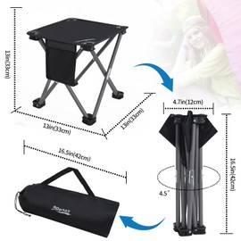Roptat Camping Stool,Portable Folding Compact Lightweight Stool Seat for Camping Fishing Hiking Gardening Outdoor Walking Backpacking Travelling and Beach with Carry Bag (Black)