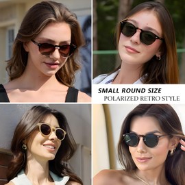 YMRFW Retro Small Round Polarized Sunglasses for Women Vintage Style Circle Sun Glasses UV Protection
