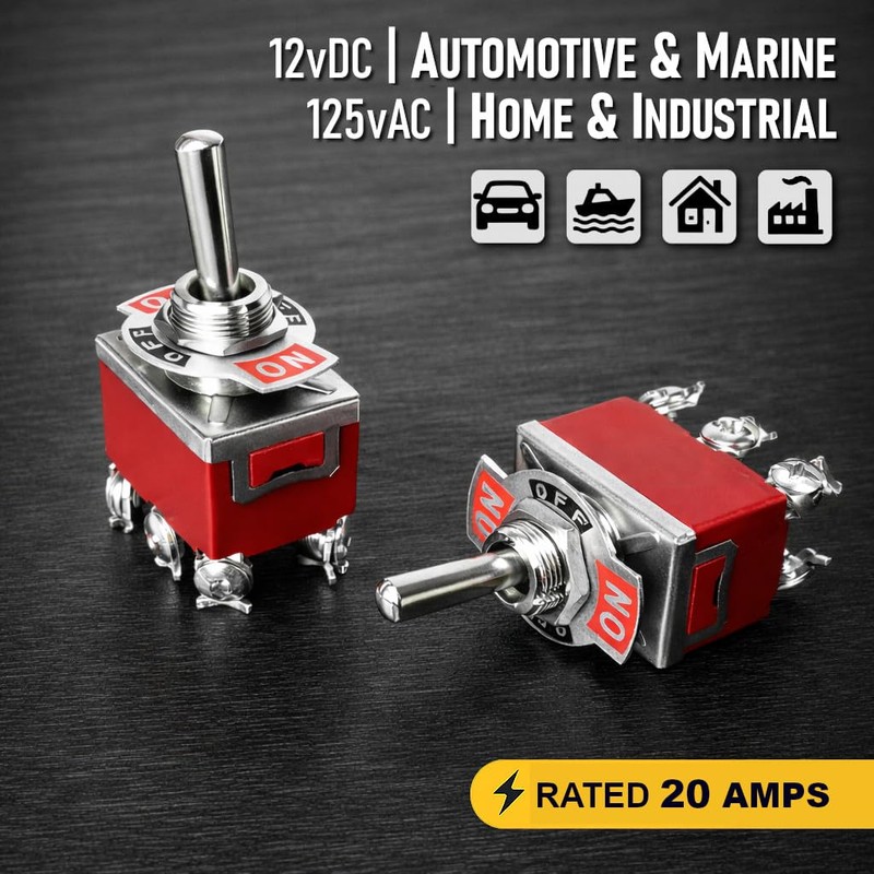 MGI SpeedWare One-Side Momentary Metal Toggle Switch | 20 Amp