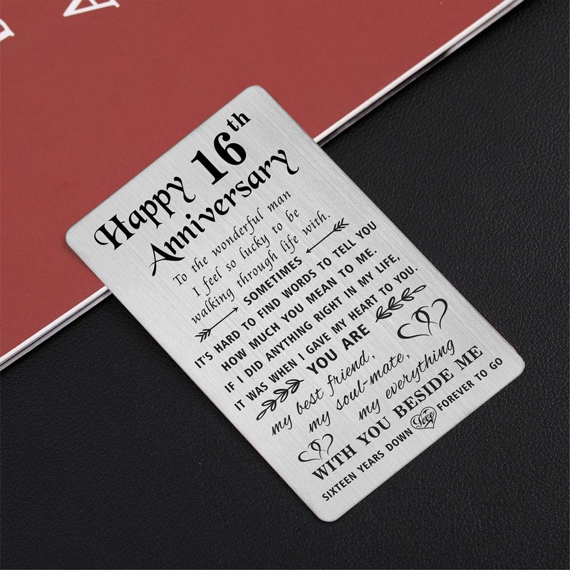 TANWIH 16 Year Anniversary Card Gifts for Him Men, 16th