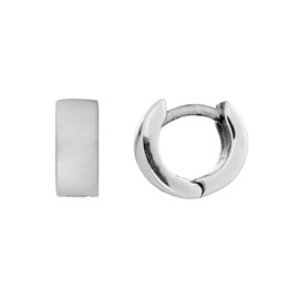 Silverly Women's 925 Sterling Silver 10 mm Small Huggie Chunky Thick Flat Square Tube Hoop Earrings