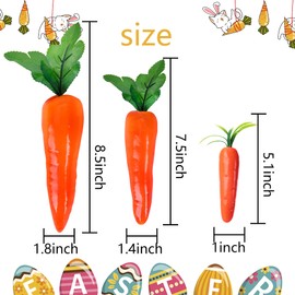 Wehhbtye 10PCS Easter Artificial Carrot-Simulation Multiple Size Spring Foam Carrots Vegetables,Fall Harvest Thanksgiving Plastic Carrot for Home Kitchen Party DIY Decor(8.5inch+7.5inch+5.1inch Set)