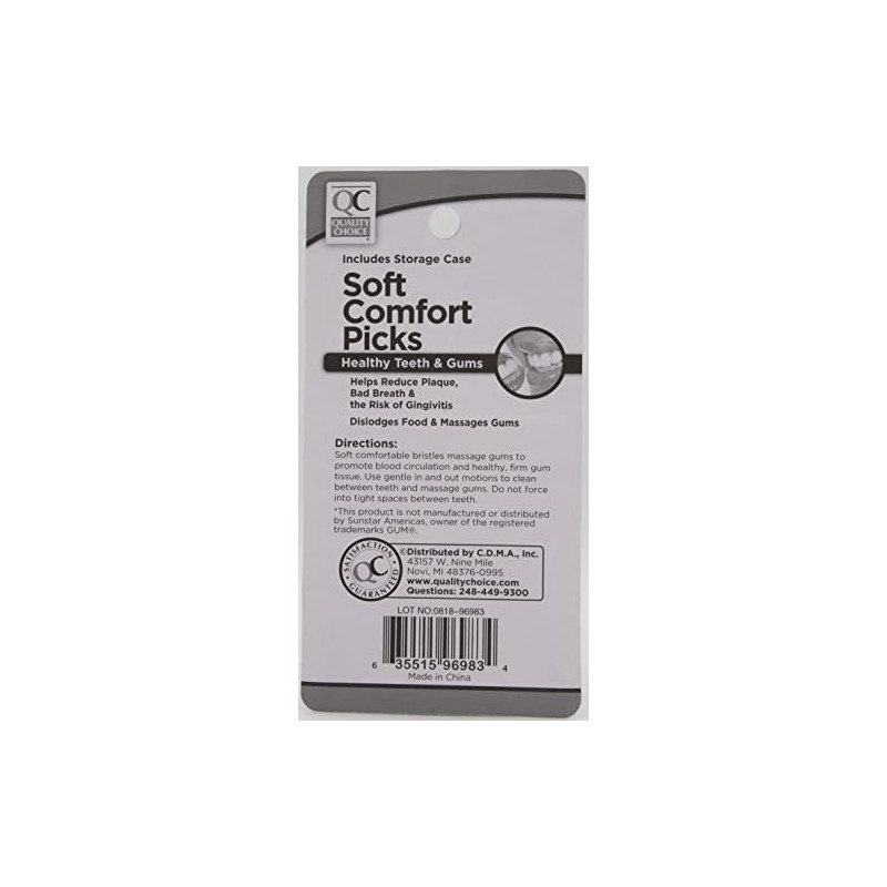 Quality Choice Soft Comfort Dental Picks for Teeth & Gums,