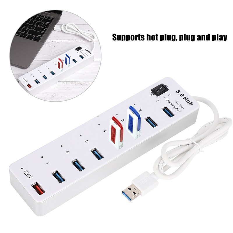 USB3.0 7 High Speed Hub USB Fast Charging Interface ABS