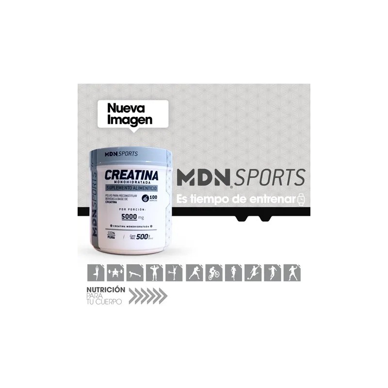 Creatina Monohidratada En Polvo Alta Pureza 500g Mdn Sports