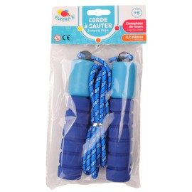 FLYPOP'S - Skipping Rope with Counter - Leisure Game - 011089Y - Blue - Rope - Skill Game - Children's Toy - 26 cm x 14 cm - From 3 Years