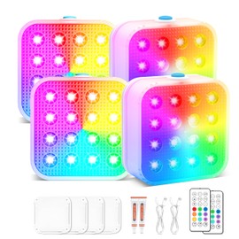 Creatrek Rechargeable Pool Lights with Remote, 16 Color Changing Submersible LED Lights, Waterproof Pool for inground, Ponds, Bathtub Decorations, 4 Pack