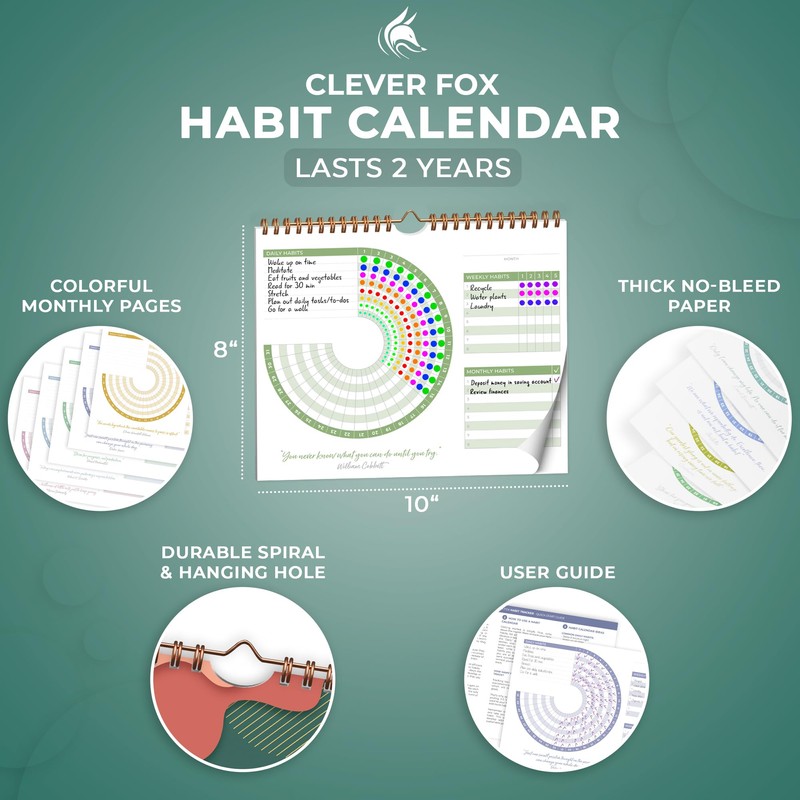 Clever Fox Habit Calendar Circle – 2-Year Inspirational Habit Tracker