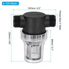 PATIKIL 1 Inch Male In-Line Strainer with 100 Mesh Stainless Steel Filter Screen Water Pump Filter for Garden Irrigation Pressure Washer Inlet