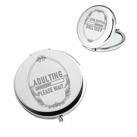 BAUNA 18th Birthday Gifts Adulting Please Wait Loading Progress Birthday Gift 18 Years Old Birthday Compact Mirror (Wait Adulting CMS)