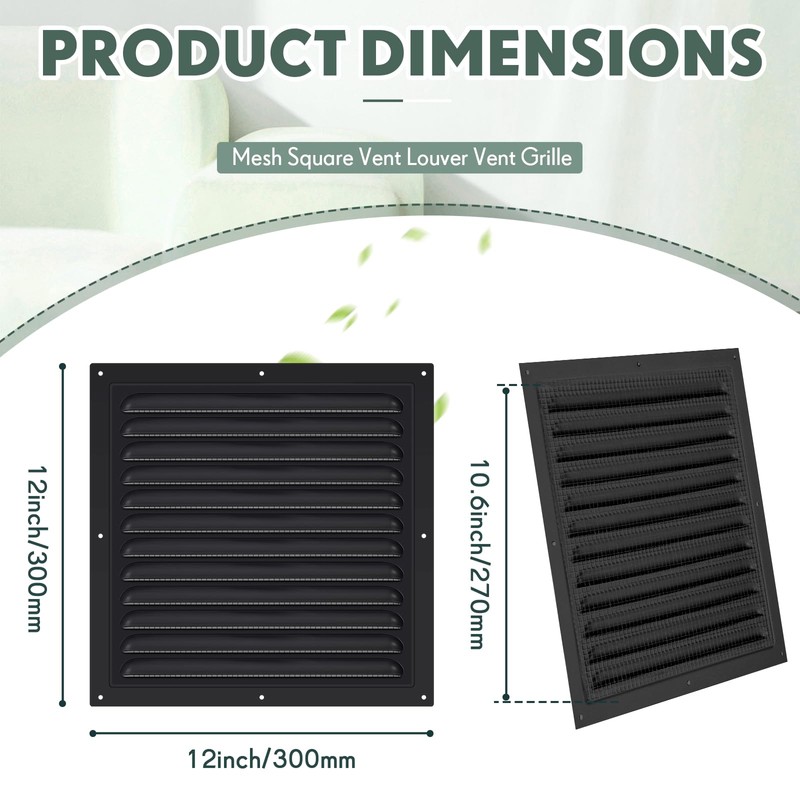 Yaocom 1 Pcs Aluminum Attic Vents 12" x 12" Metal