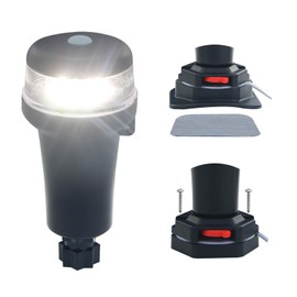 CLGMarine Kayak Battery Portable Navigation LED Lights Multi- Adaptors 3AA Battery Inflatable Boat Surface Mount Adhesive Base (White (With Fixed Base))