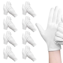 COWANIEE Large Cotton Gloves, Soft Stretchable White Cotton Gloves for Men and Women (XL, 8Pairs)