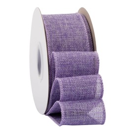 Ribbonitlux Lt. Purple Burlap Wired Ribbon, 2 inch x 20 Yards, Wired Edge Burlap Ribbon for Gift Wrapping, Big Bow, Wreath, and Christmas Tree Decoration