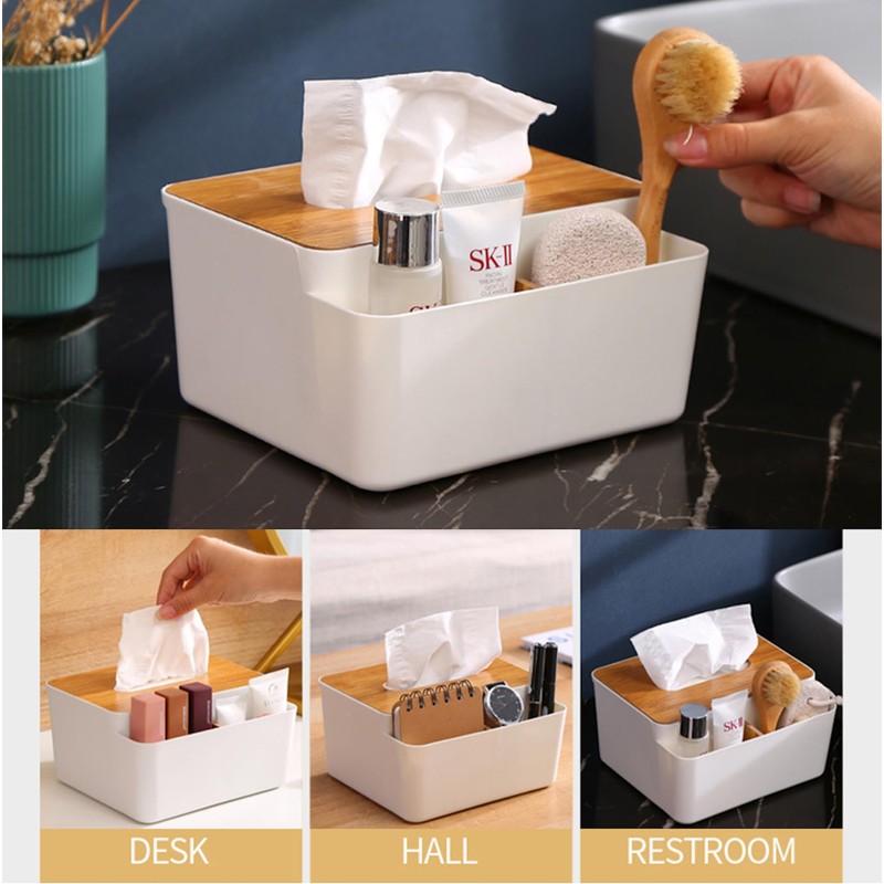 Rectangular Tissue Box Holder, Multifunction Facial Tissue Dispenser for Dining