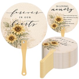 100 Pcs Funeral Favors for Guests Funeral Fans Bulk, Sunflowers