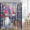 Lvetong Snowman Christmas Window Shower Curtain, Winter Scene Deer Shower