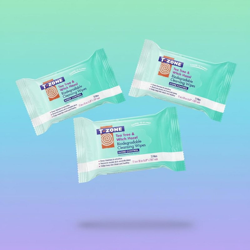 T-Zone Tea Tree & Witch Hazel Biodegradable Cleansing Wipes 25