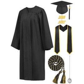 SOMSOC Matte Graduation Cap and Gown Tassel Stole Set 2026 for High School and College with Honor Cord Glasses Photo Charm
