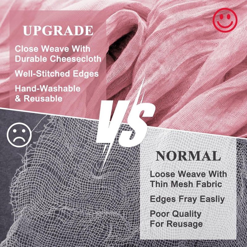 Wokceer Cheesecloth Table Runner Pink 10FT Boho Gauze Cheese Cloth