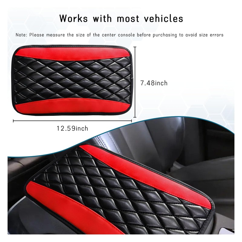 Dickno Car Center Console Cushion Pad, Universal Leather Waterproof Armrest