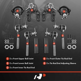 A-Premium Set of 10, Front Upper & Lower Ball Joint, Inner & Outer Tie Rod End, Compatible with Nissan Pathfinder 1993-1995, Pickup 1995-1997, D21 1994
