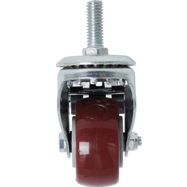 Finnhomy Swivel Caster Wheels 2 Inch Heavy Duty Threaded Stem Casters 5/16"- 18 x 1 with Brake Set of 4 Premium Polyurethane Wheels PU Load Bearing 800 Lbs Anti-wear Smooth Casters, Red