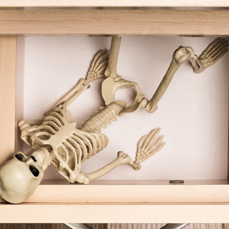 QUSTGO Halloween Skeletons Decorations, 16" Small Skeleton with Full Body