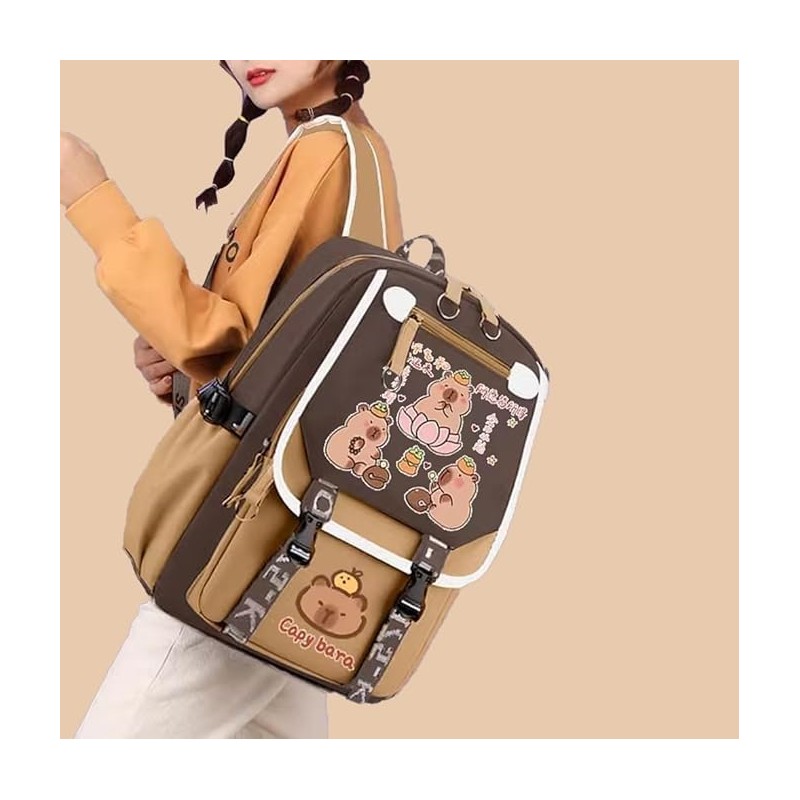 HiTotes Cute Capybara Backpack School Bag Aesthetic Preppy Cartoon Rucksack