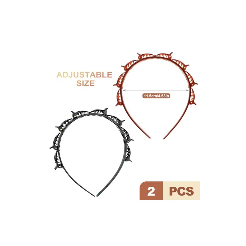 2 Pack Double Layer Headband with Mini Clips for Women