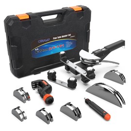 CARVALAX Aluminum Pipe Tube Bender Set,LITE MODEL (No Reverse) with 7 Electroplated Bender Heads, for 1/4” to 7/8” O.D, 90° Ratcheting Tubing Bender for HAVC, Air Conditioning, and Hydraulic Work