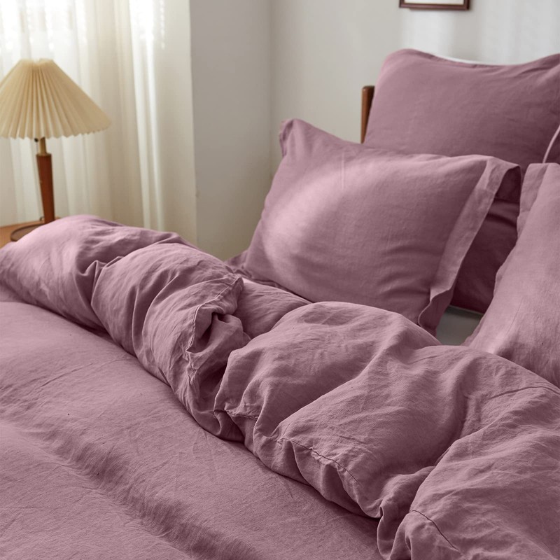 King Linens 100% Belgian Linen Pillow Shams Stone Washed Solid