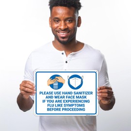 Sigo Signs, Use Hand Sanitizer Face Mask If Flu Sign Sign, 10x14 Inches, Rust Free .040 Aluminum, Fade Resistant, Made in USA