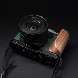 SIUTATDSH Camera Grip Compatible with Panasonic Lumix S9 S9 Camera L-Shape Quick Release Plate, Real Wood Handle, Arca Standard, Tripod Mount (Walnut Silver)