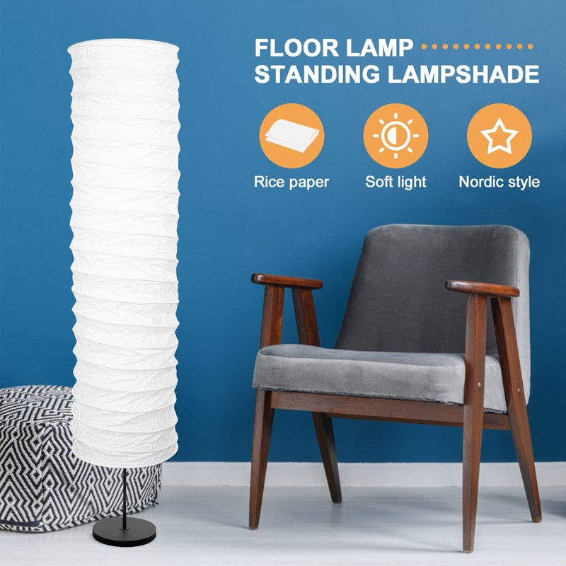STOBOK Rice Paper Floor Lamp Shade Nordic Style Table Light