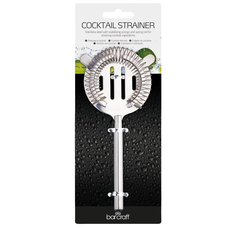 BarCraft BCLLSTRAIN Hawthorne Cocktail Strainer, Stainless Steel, 9 x 20cm