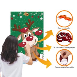 VEYLIN Pin the Nose on the Reindeer Christmas Family Fun Game Party