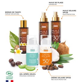 Sonnenöl SPF30 – UVA/UVB-Schutz – 84% natürlich – Duft Monoï – hergestellt in Frankreich – 100 ml Propos'Nature