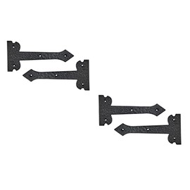 Adonai Hardware 8 Inch ''Agee'' Heavy Duty Antique Cast Strap False or Faux or Dummy Hinge Front (4 Pack, Matte Black) for Vintage Barn Doors, Gates, Furniture, Garage, Shutters and Fences