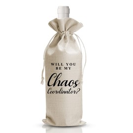 Wedding Gift Wine Bag, Groomsmen Gifts Bridesmaid Gifts, Will You Be My Chaos Coordinator, Gifts for Her Him, Engagement Gift, Wedding Thanks Gifts, Wedding Day Essentials Wedding Gift - DL312