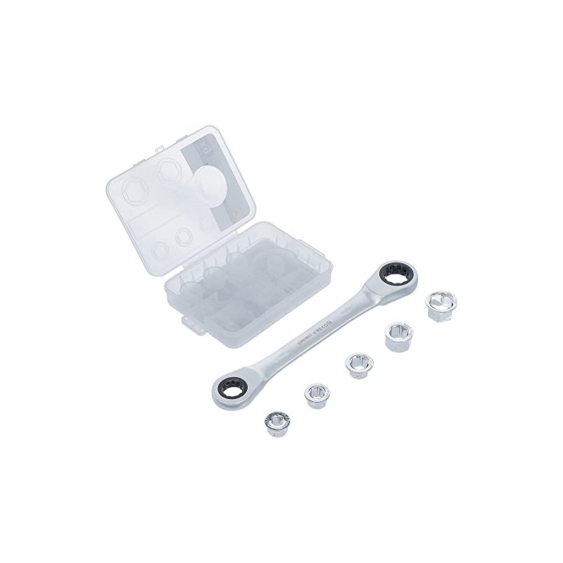 BGS Diy 71016 Ratchet Ring Spanner with Adapter Set SW