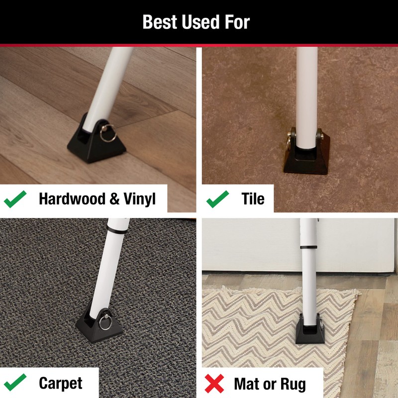Master Lock White Compact Door Stopper Folding Security Bar, Adjustable
