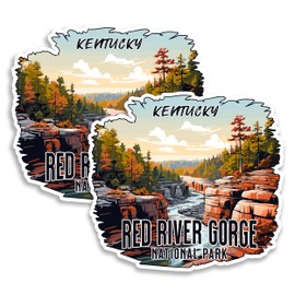 Red River Gorge National Park Kentucky Magnet 4 Inch 2-Pack Cliffs Hiking – Strong Vinyl Decorative Travel Magnets for Fridge Locker Kitchen Office – Cute Fun Aesthetic Cool Durable Souvenir ID44999