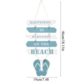 Wooden Hanging Sign, Wall Sign, Wooden Beach, Decorative Sign with Saying, Beach Decoration, Flip Flop Wall Ornament with Beach Design, Wall Ornament Hanging for Home, Bar, Cafe, Beach Restaurant,